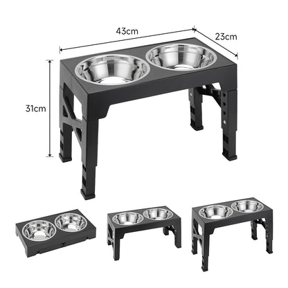 Adjustable Elevated Pet Feeder with 2 Stainless Steel Bowls – Noise-Free, Foldable Design