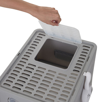 Hooded Cat Litter Box with Odour Control and Top Entry Design