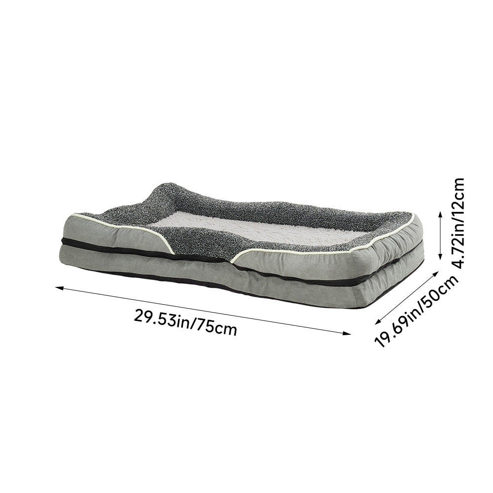 Light Grey Anti-Slip Pet Bed with Plush Interior & Removable Cover