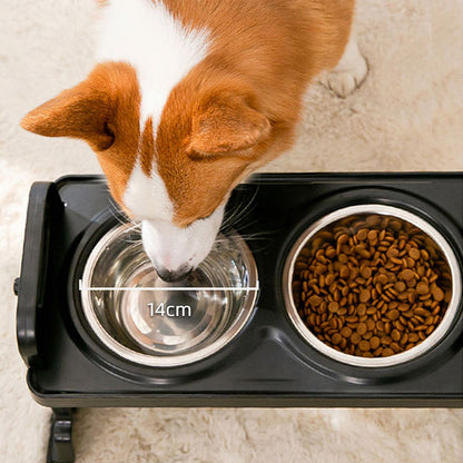 Elevated Pet Feeder with 2 Stainless Steel Bowls – Adjustable Height Stand for Cats and Dogs