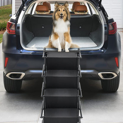 Lightweight Folding Pet Stairs - Adjustable Telescopic Ladder for Cats & Dogs