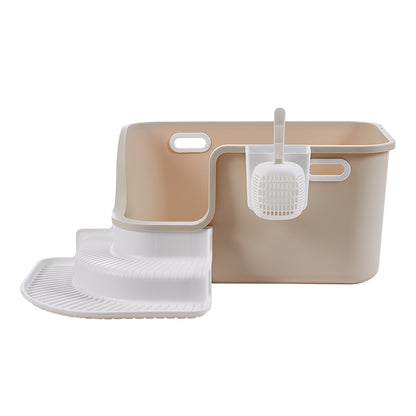 Open Top Cat Litter Box with Staircase – Spacious, Easy Access, and Effortless Cleaning