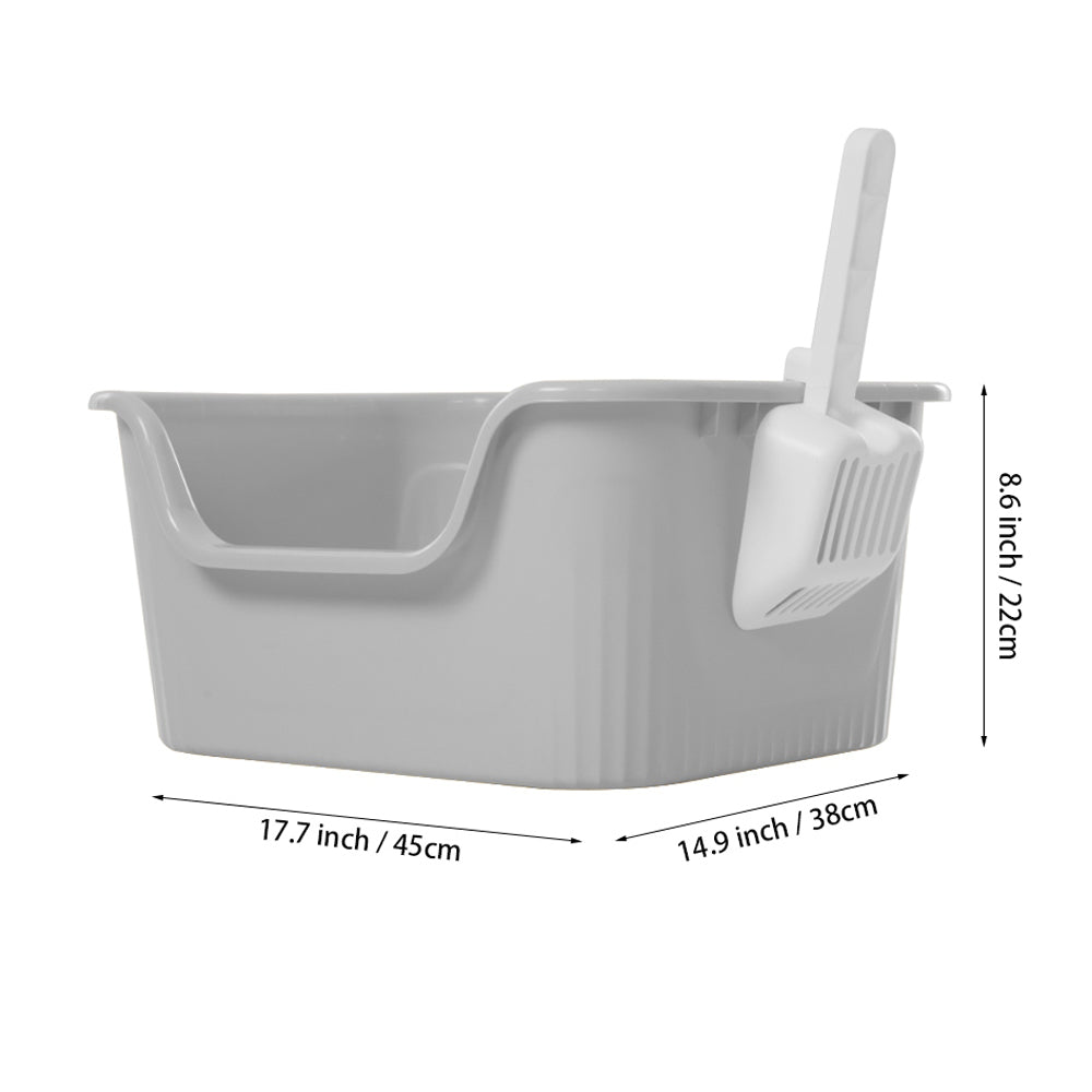 Open Top Cat Litter Box with Scoop – Easy Entry & Spill-Proof Design
