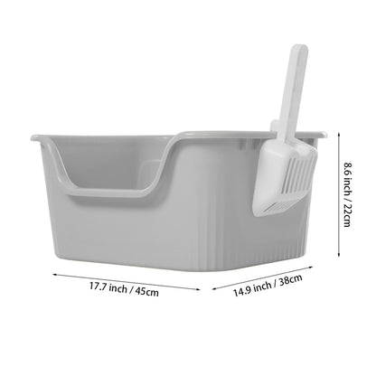 Open Top Cat Litter Box with Scoop – Easy Entry & Spill-Proof Design