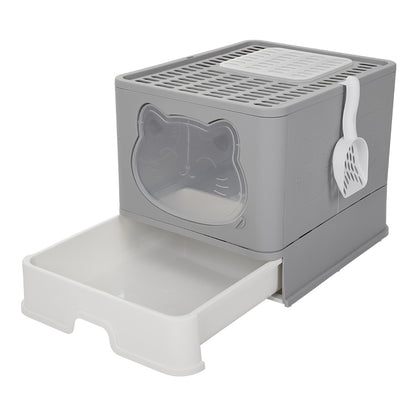 Hooded Cat Litter Box with Odour Control and Top Entry Design