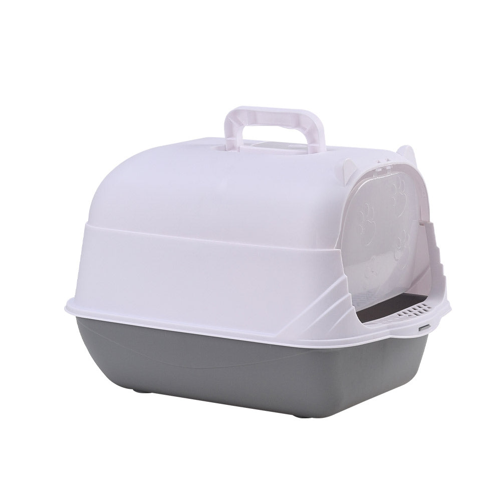 Detachable Cat Litter Box with Deodorising Compartment – Grey & White, Easy-to-Clean Design