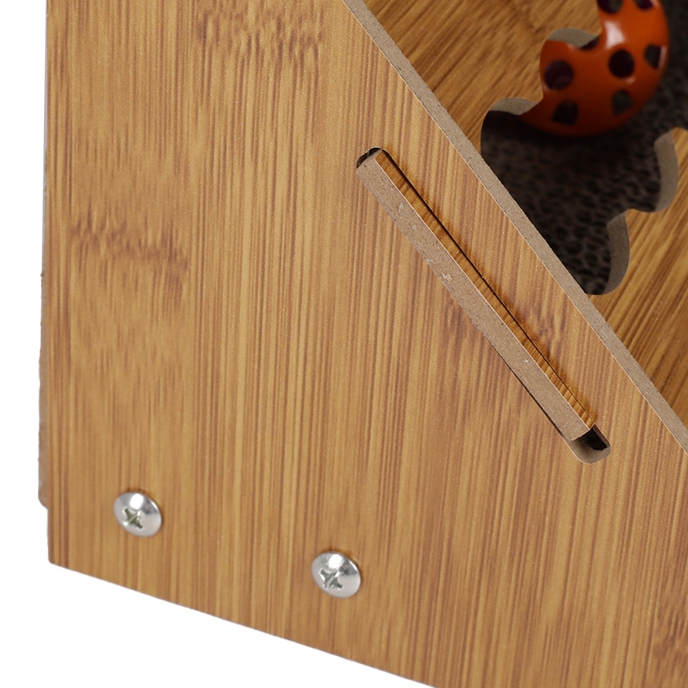 L-Shaped Corrugated Cat Scratcher with Toys – Space-Saving, Durable, and Cat-Friendly Design