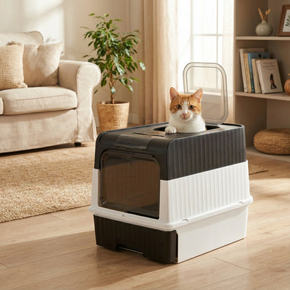 Large Enclosed Cat Litter Box – Foldable Design with UVC Sterilization and Odour Control