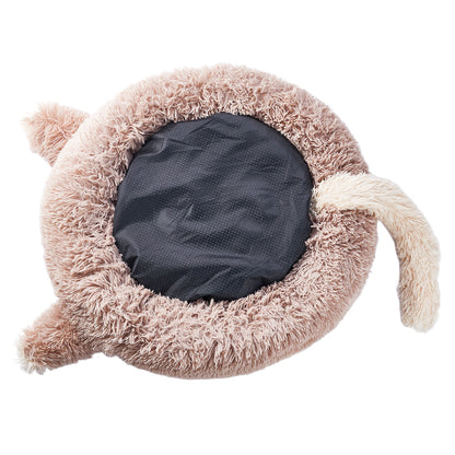 Round Plush Calming Pet Bed with Adorable Ears – Soft, Cozy, and Supportive