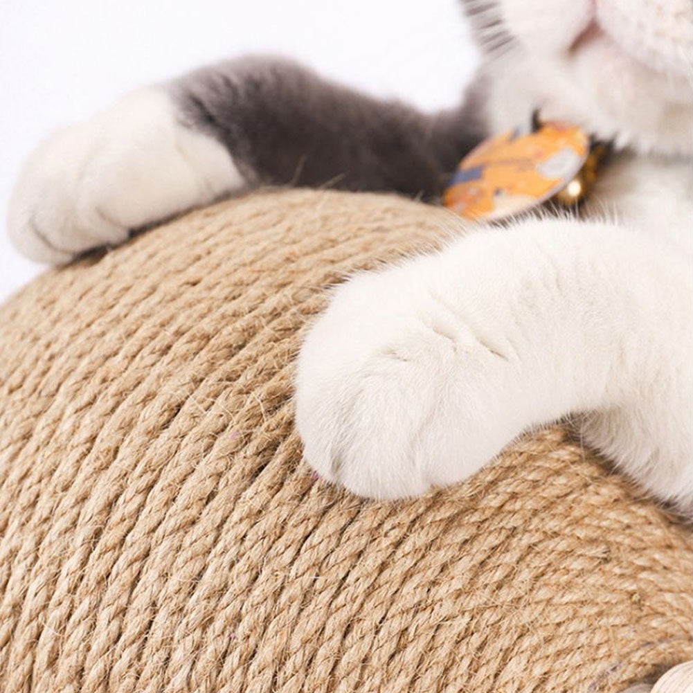 Cat Scratching Ball – Natural Sisal Interactive Pet Toy with Wooden Base