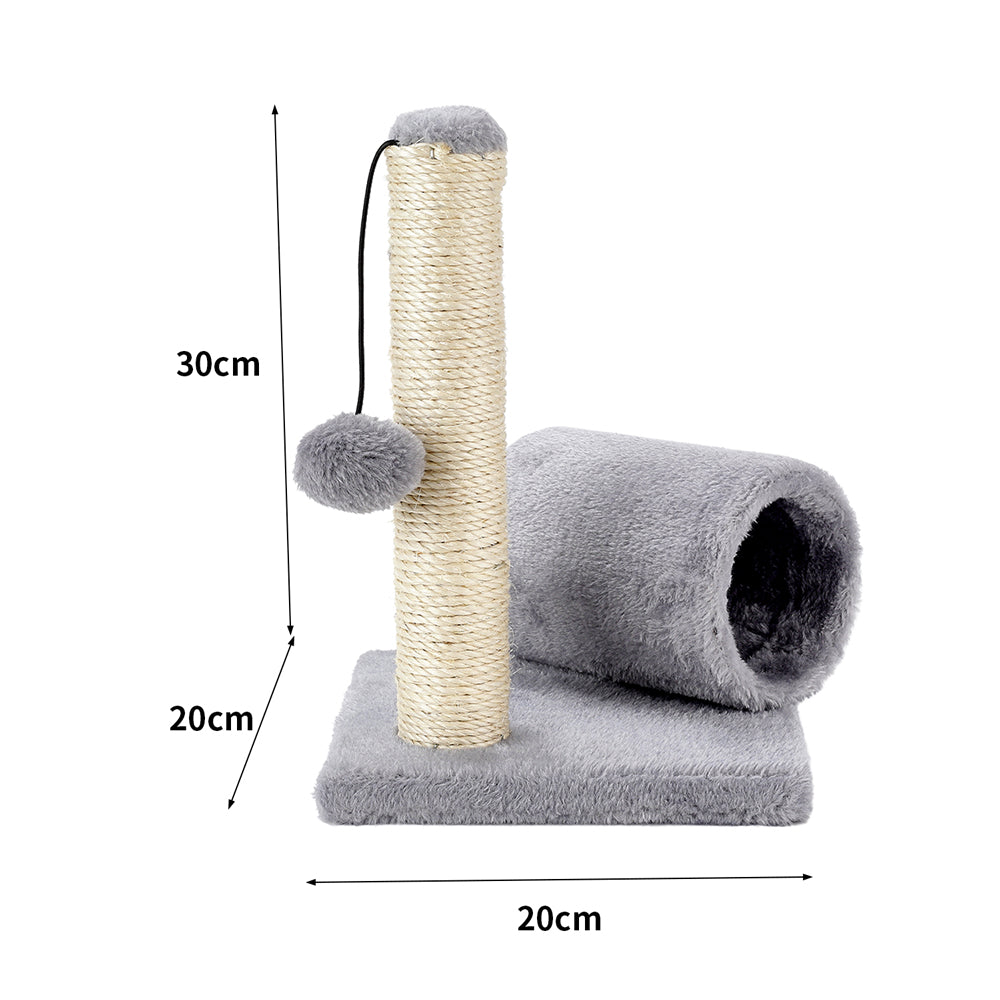 3-in-1 Cat Scratching Post with Plush Tunnel & Hanging Ball Toys – Compact Activity Center for Kittens