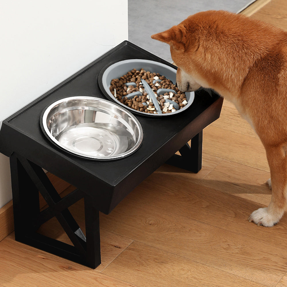 Height Adjustable Elevated Dual-Bowl Pet Feeder – Ergonomic Feeding Stand for Cats and Dogs