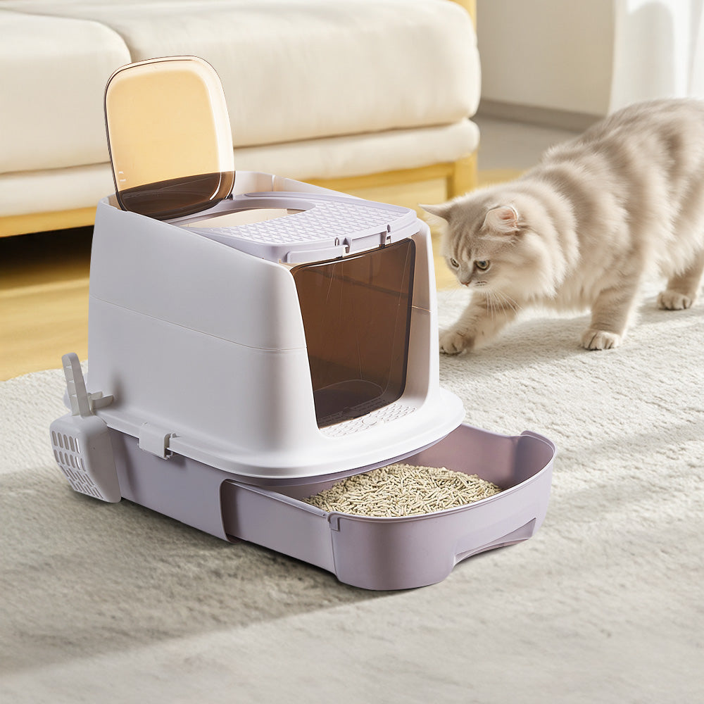 Enclosed Cat Litter Box with Top Deodorizer – Spacious, Odour Control, and Easy to Clean