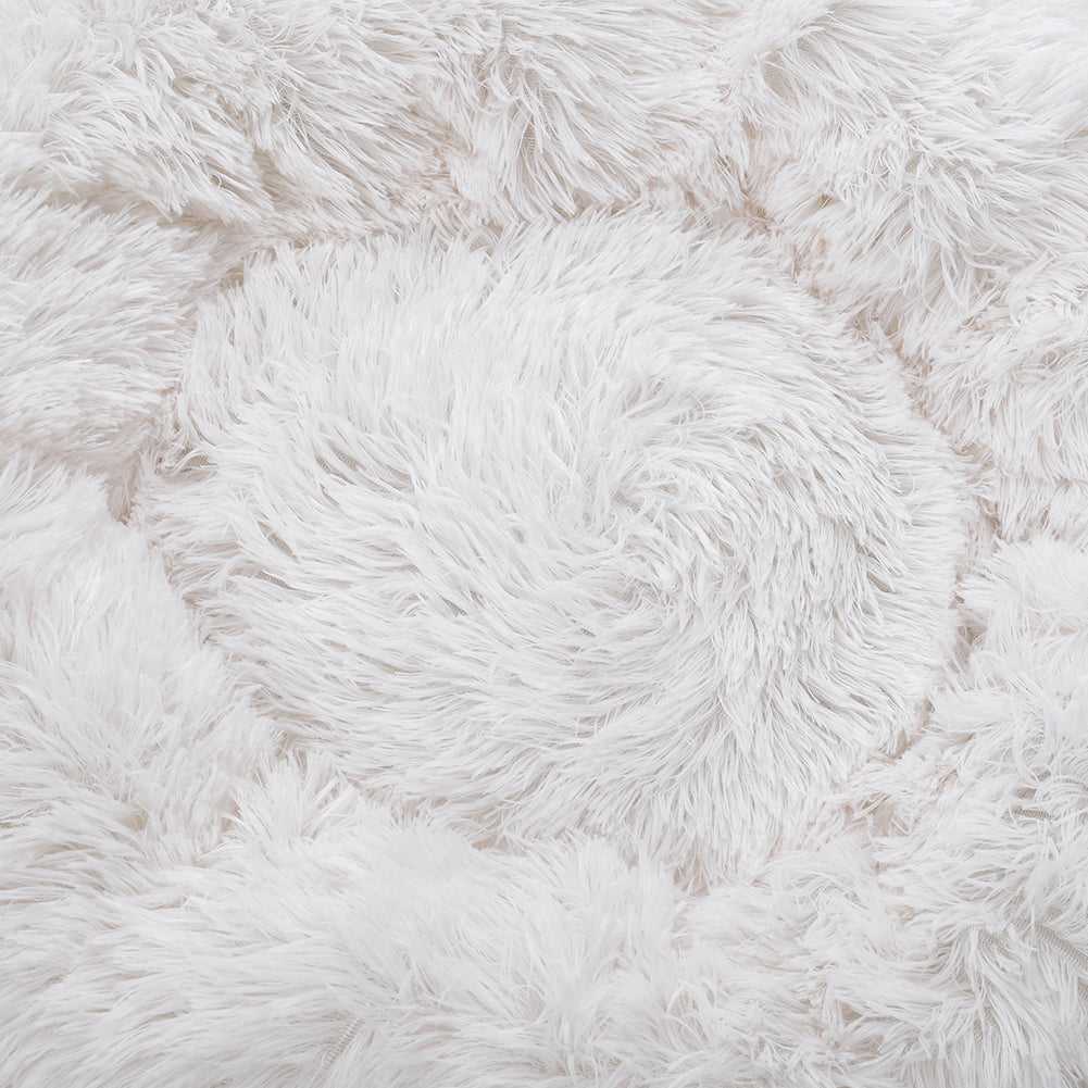 Plush Donut-Shaped Calming Dog Cuddler Bed with Raised Rim