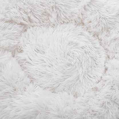 Plush Donut-Shaped Calming Dog Cuddler Bed with Raised Rim