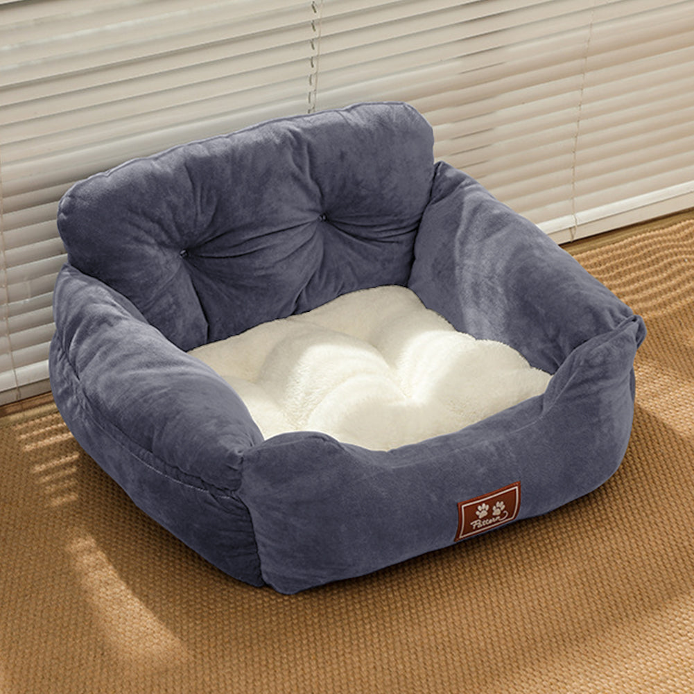 Dog Car Seat Bed for Small to Medium Pets – Travel Booster with Adjustable Strap & Storage Pockets