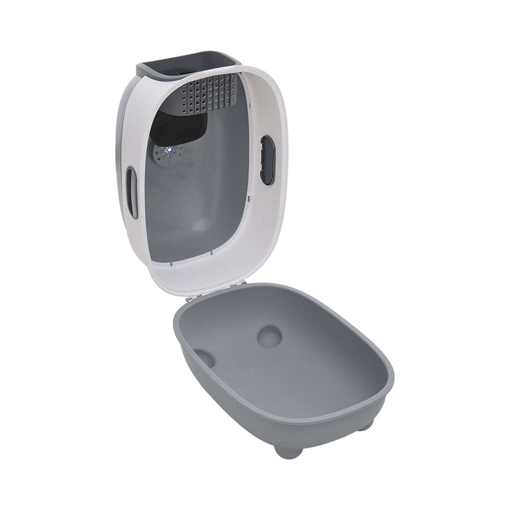 Large Hooded Cat Litter Box with Built-in UV Sterilization and Dual-Entry Design