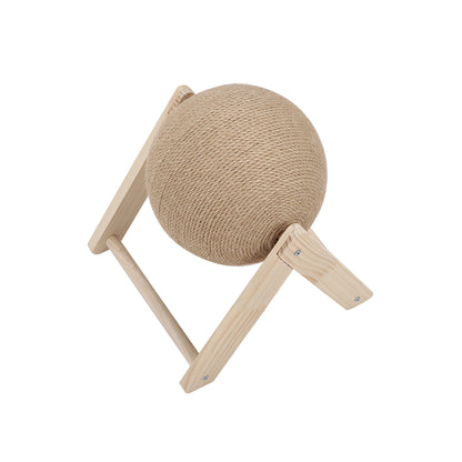 Wooden Cat Scratching Ball – Natural Sisal 360° Spinner Toy for Kittens & Cats