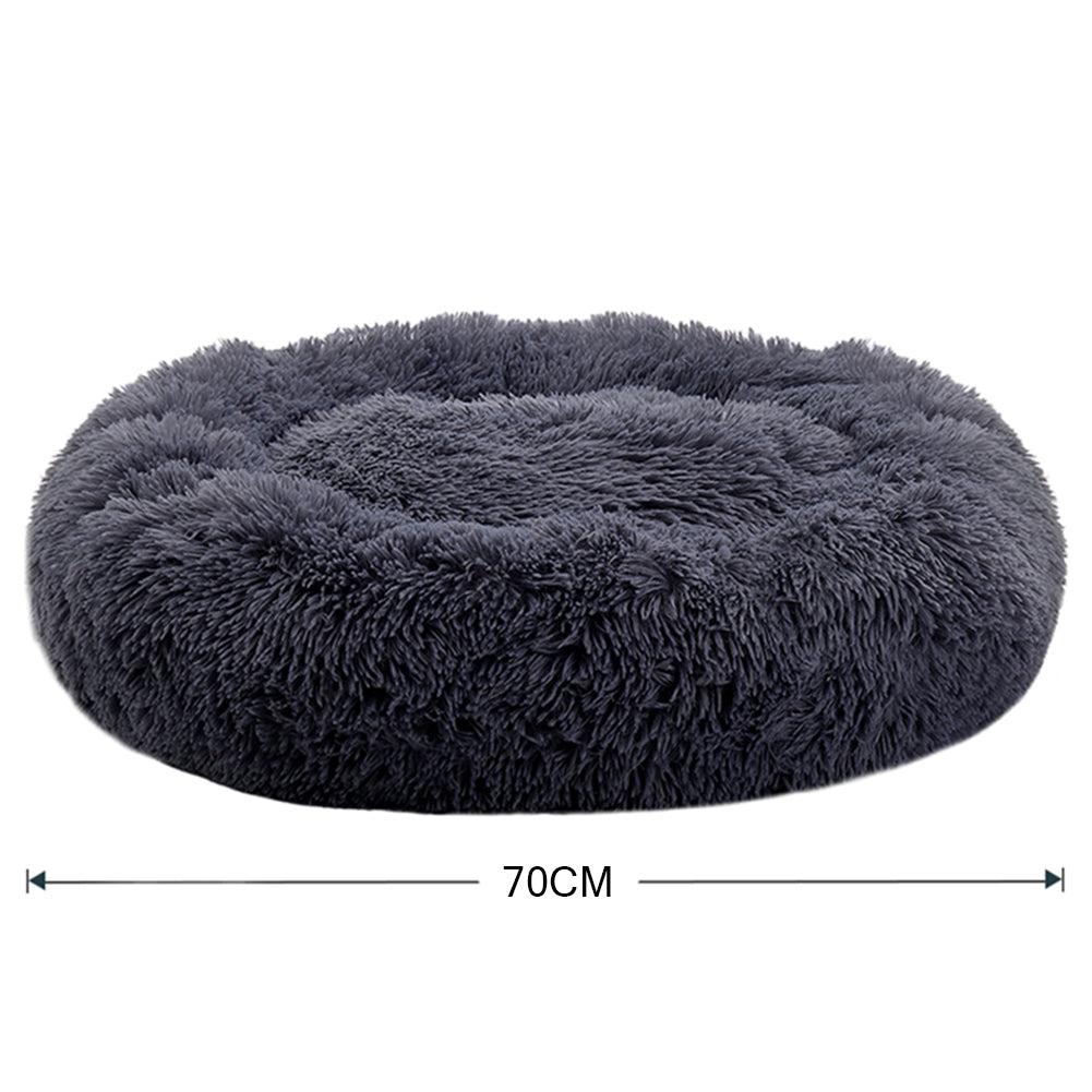 Calming Donut Plush Pet Bed – Ultra-Soft Round Nest with Raised Rim and Anti-Slip Base