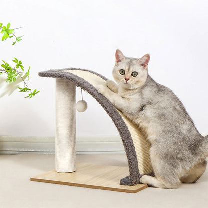 Slope-Design Sisal Cat Scratching Post with Hanging Ball and Back Scratcher