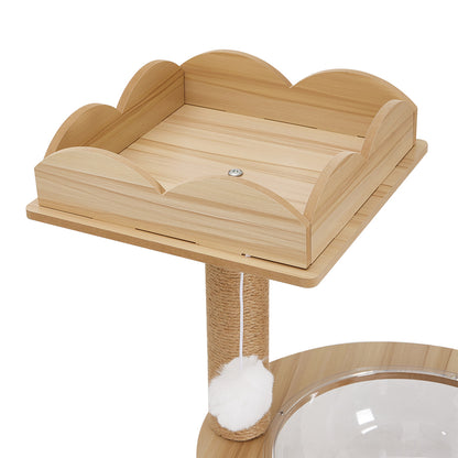 Cat Tree with Perches, Condo & Acrylic Capsule – Sturdy MDF Structure with Hemp Rope Posts – Ideal for Active Cats