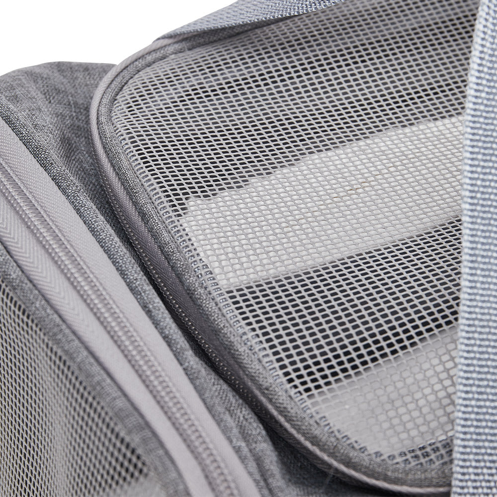 Grey Oxford Pet Travel Carrier – Soft-Sided, Foldable & Breathable Design
