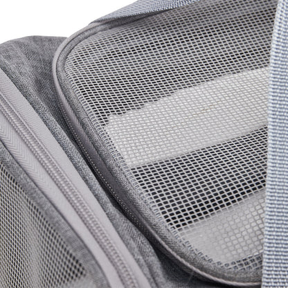 Grey Oxford Pet Travel Carrier – Soft-Sided, Foldable & Breathable Design