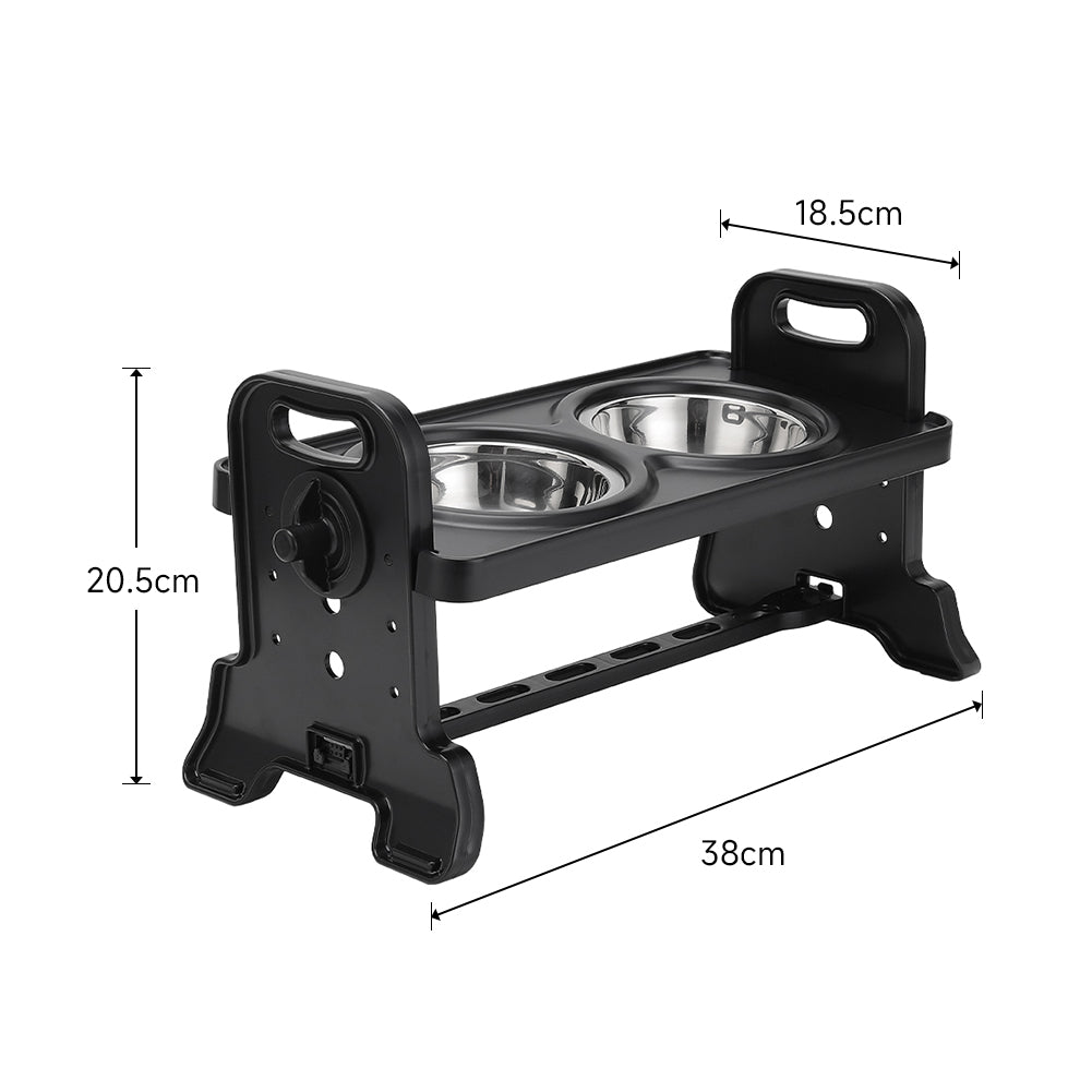 Elevated Pet Feeder with 2 Stainless Steel Bowls – Adjustable Height Stand for Cats and Dogs