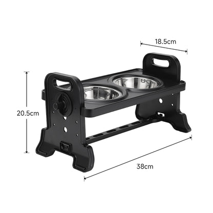 Elevated Pet Feeder with 2 Stainless Steel Bowls – Adjustable Height Stand for Cats and Dogs