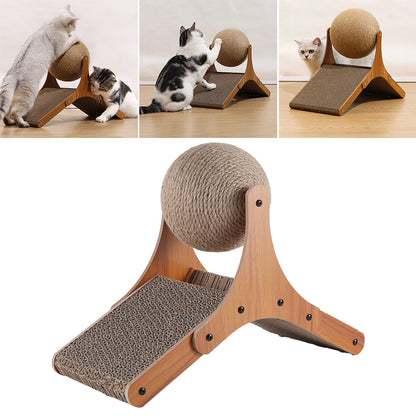 Cat Scratching Board with Interactive Sisal Ball – Durable Freestanding Cat Toy for Healthy Claws and Playtime Fun