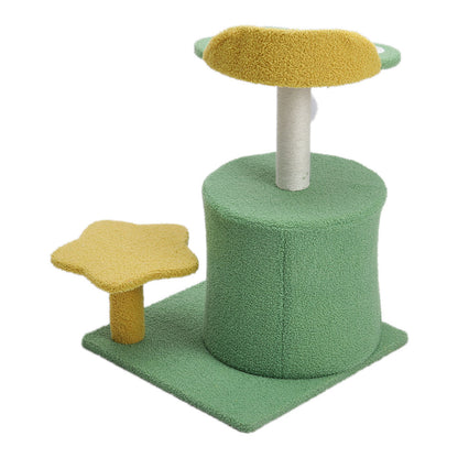 Plush Cat Tree with Sisal Scratching Post, Cozy Hideaway, and Hanging Toy – Space-Saving Activity Center