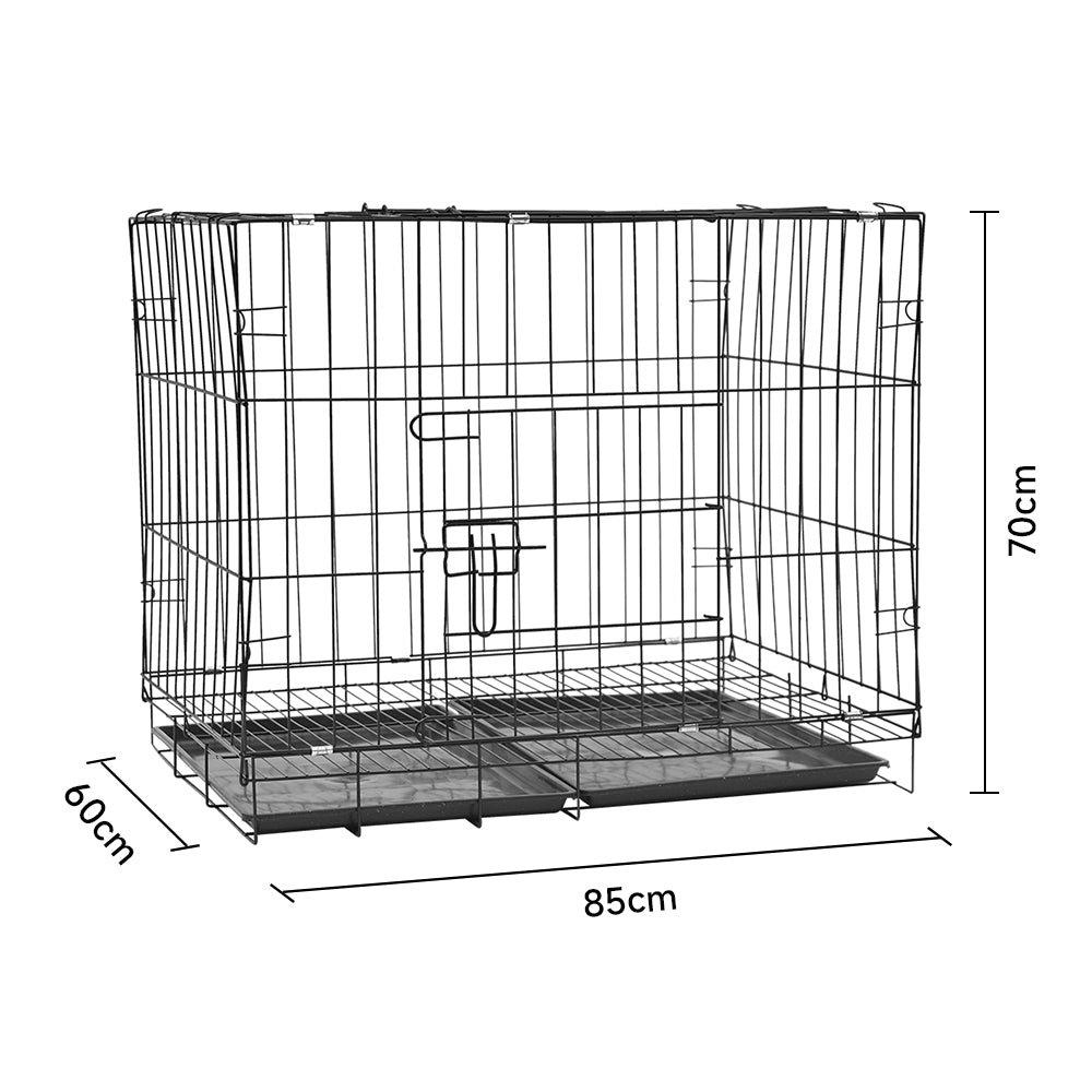 Foldable Wire Pet Crate with Dual Doors and Removable Tray – Secure & Easy-Clean Kennel for Small Pets