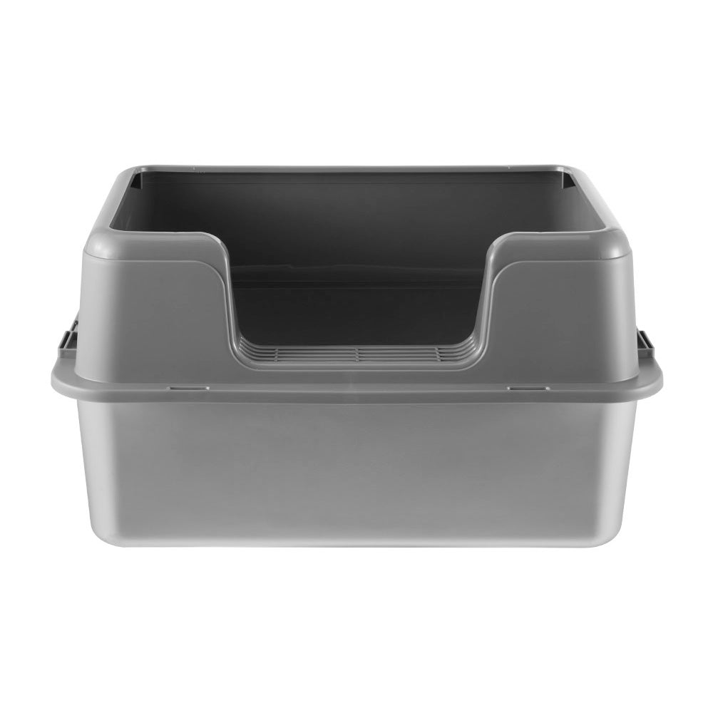 Semi-Enclosed Anti-Splash Cat Litter Box with Stainless Steel Base and Scoop