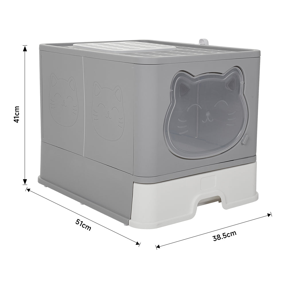 Hooded Cat Litter Box with Odour Control and Top Entry Design