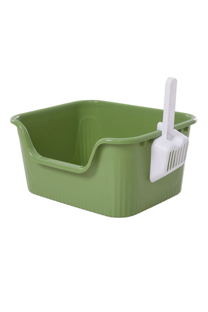 Open Top Cat Litter Box with Scoop – Easy Entry & Spill-Proof Design