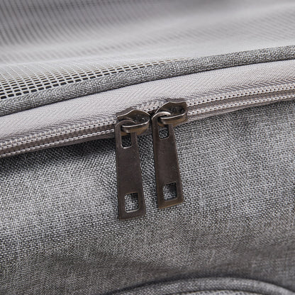 Grey Oxford Pet Travel Carrier – Soft-Sided, Foldable & Breathable Design