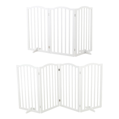 Foldable Freestanding 3/4-Panel Wooden Pet Gate with Base — Expandable Barrier for Pets