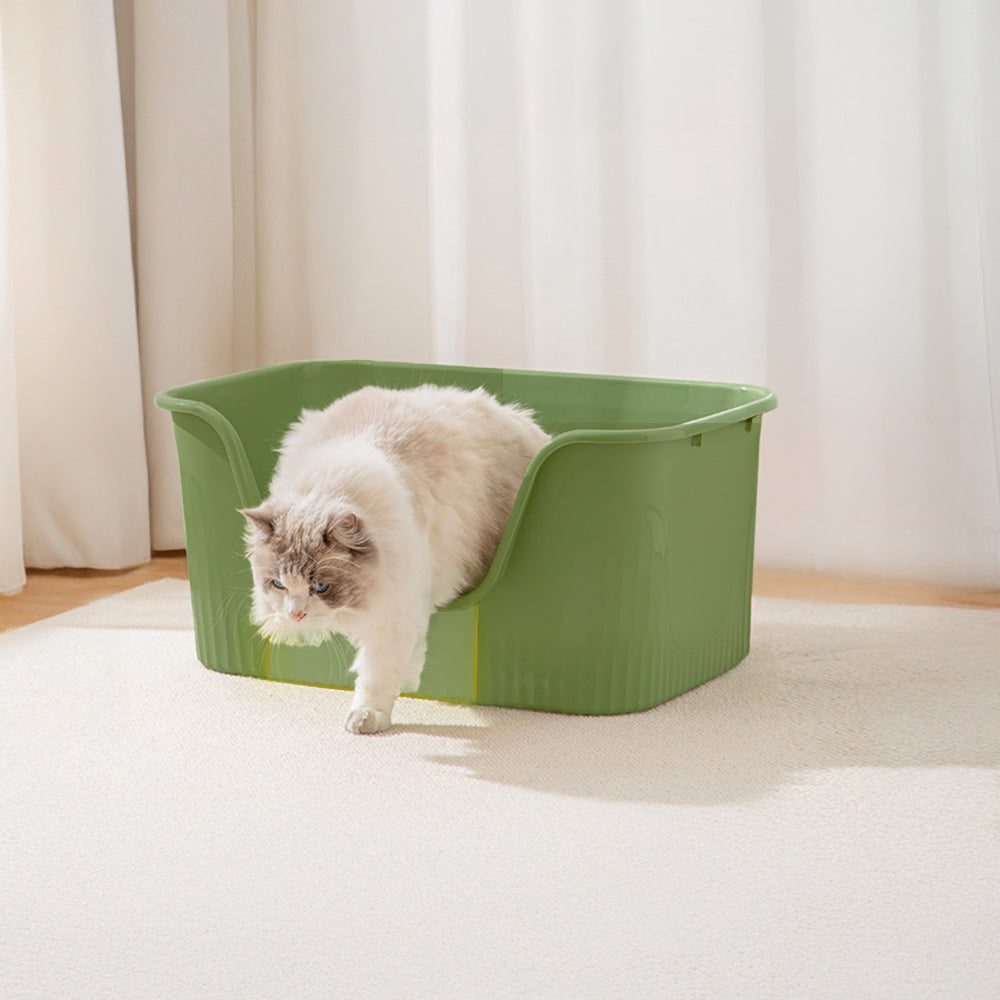 Open Top Cat Litter Box with Scoop – Easy Entry & Spill-Proof Design