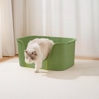 Open Top Cat Litter Box with Scoop – Easy Entry & Spill-Proof Design
