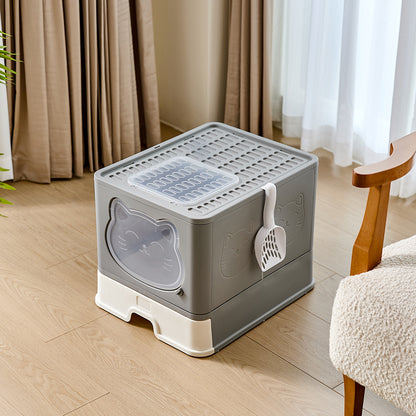 Hooded Cat Litter Box with Odour Control and Top Entry Design
