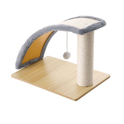 Slope-Design Sisal Cat Scratching Post with Hanging Ball and Back Scratcher