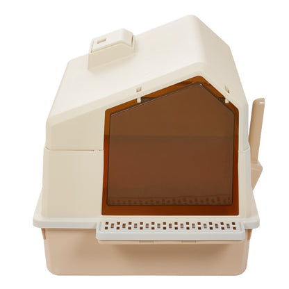 Foldable Large Cat Litter Box with Two-Way Door & Deodorizing Compartment – Multi-Cat Friendly, Easy-Clean Design