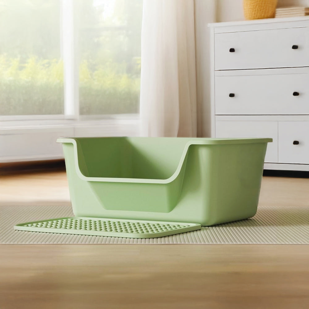 Large Anti-Splash Cat Litter Box with Mat and Scoop – Easy Access & Mess-Free Design