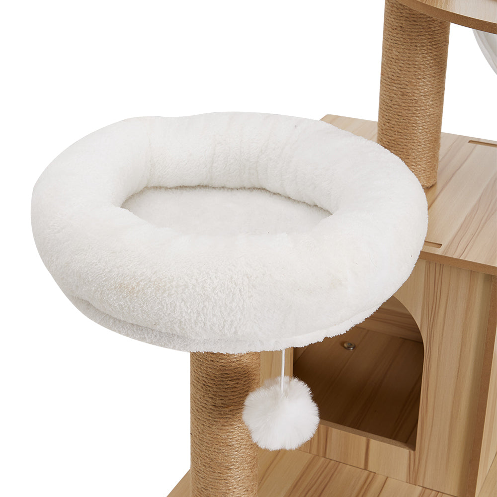 Cat Tree with Perches, Condo & Acrylic Capsule – Sturdy MDF Structure with Hemp Rope Posts – Ideal for Active Cats