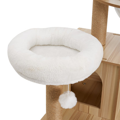 Cat Tree with Perches, Condo & Acrylic Capsule – Sturdy MDF Structure with Hemp Rope Posts – Ideal for Active Cats