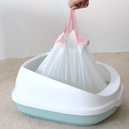 Drawstring Cat Litter Box Liners – Leak-Proof, Disposable & Easy to Use, 12 Count Roll
