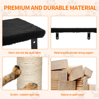 Cat Tree Set with Hammock, Jumping Platforms, and Sisal Scratching Post