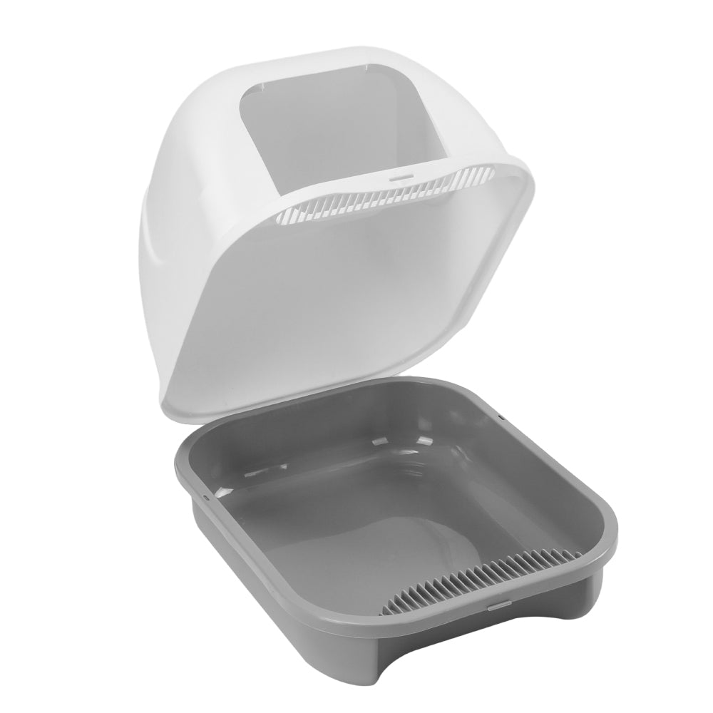 Durable Flip-Top Cat Litter Box with Odour Control & Scoop