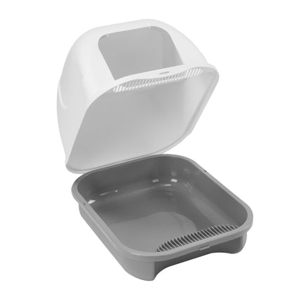 Durable Flip-Top Cat Litter Box with Odour Control & Scoop