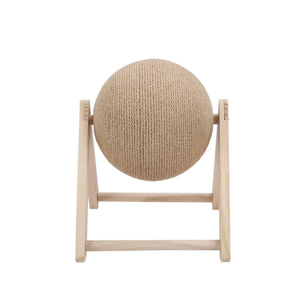 Wooden Cat Scratching Ball – Natural Sisal 360° Spinner Toy for Kittens & Cats